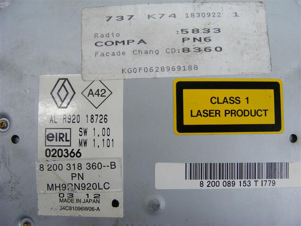 Магнитола Renault Laguna 2 (2001-2007) 8200089153